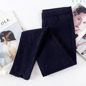 Oversize Women Jeans New Autumn Trousers High-waist Elasticity leggings Plus Velvet Warm Winter Denim Pants Female Plus Size 7XL