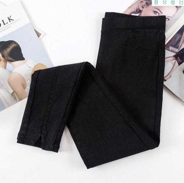 Oversize Women Jeans New Autumn Trousers High-waist Elasticity leggings Plus Velvet Warm Winter Denim Pants Female Plus Size 7XL