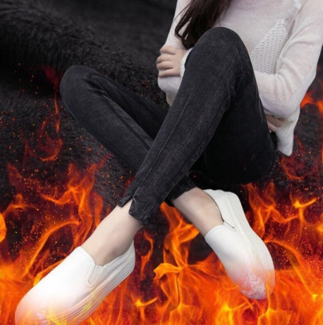 Oversize Women Jeans New Autumn Trousers High-waist Elasticity leggings Plus Velvet Warm Winter Denim Pants Female Plus Size 7XL