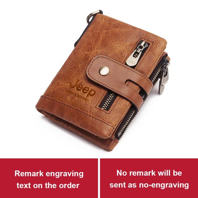 Free Engraving Cowhide Genuine Leather Men Wallet Coin Purse Mini Card Holder Chain PORTFOLIO Portomonee Male Walet Pocket Chain