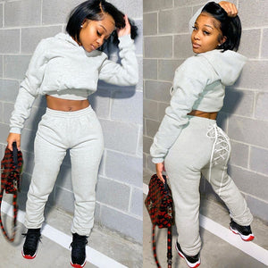 Two Piece Set Women Fall Clothes Tracksuit Crop Hoodies Joggers Sweat Suit Lounge Wear Outfits 2 Pcs Matching Sets Wholesale