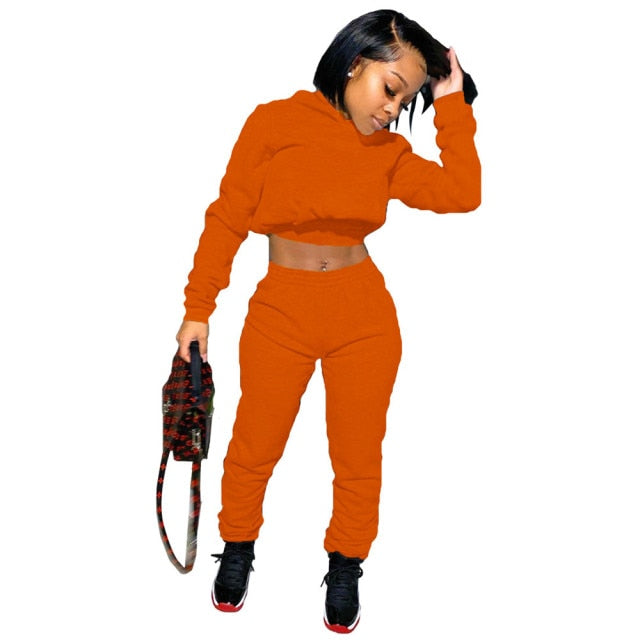 Two Piece Set Women Fall Clothes Tracksuit Crop Hoodies Joggers Sweat Suit Lounge Wear Outfits 2 Pcs Matching Sets Wholesale