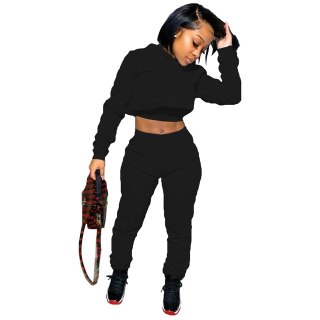 Two Piece Set Women Fall Clothes Tracksuit Crop Hoodies Joggers Sweat Suit Lounge Wear Outfits 2 Pcs Matching Sets Wholesale