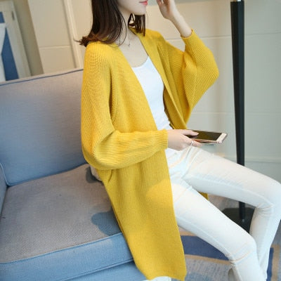 2020 Long Cardigan Women Sweater Autumn Winter Bat Sleeve Knitted Sweater Plus Size Jacket Loose Ladies Sweaters Cardigans 3XL