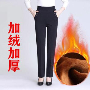 New Atumn Winter Women's Pants Plus Size 5XL Add Velet Mom Pants Elastic High Waist Casual Women Trousers Loose Straight P163