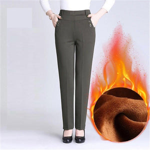 New Atumn Winter Women's Pants Plus Size 5XL Add Velet Mom Pants Elastic High Waist Casual Women Trousers Loose Straight P163