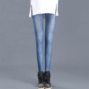 CHSDCSI Faux Denim Jeans Leggings Sexy Long Fashion Slim Women Legging Gym Sporting Summer Leggings Casual Trousers Pencil Pants