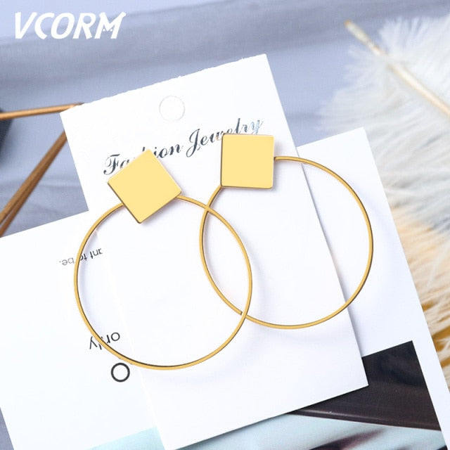 New Korean Acrylic Earrings For Women Statement Vintage Geometric Gold Dangle Drop Earrings 2020 Female Wedding Fashion Jewelry