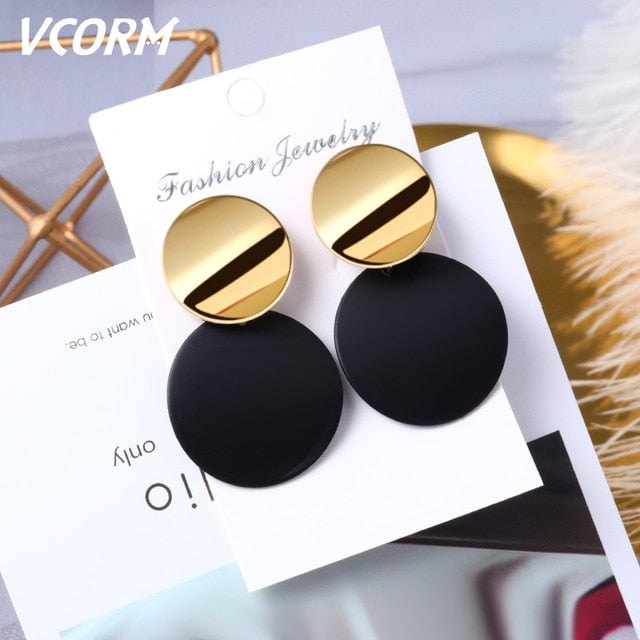 New Korean Acrylic Earrings For Women Statement Vintage Geometric Gold Dangle Drop Earrings 2020 Female Wedding Fashion Jewelry