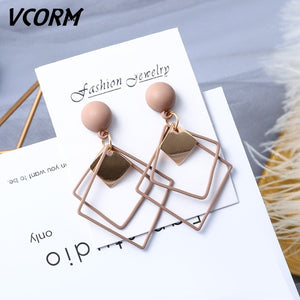 New Korean Acrylic Earrings For Women Statement Vintage Geometric Gold Dangle Drop Earrings 2020 Female Wedding Fashion Jewelry