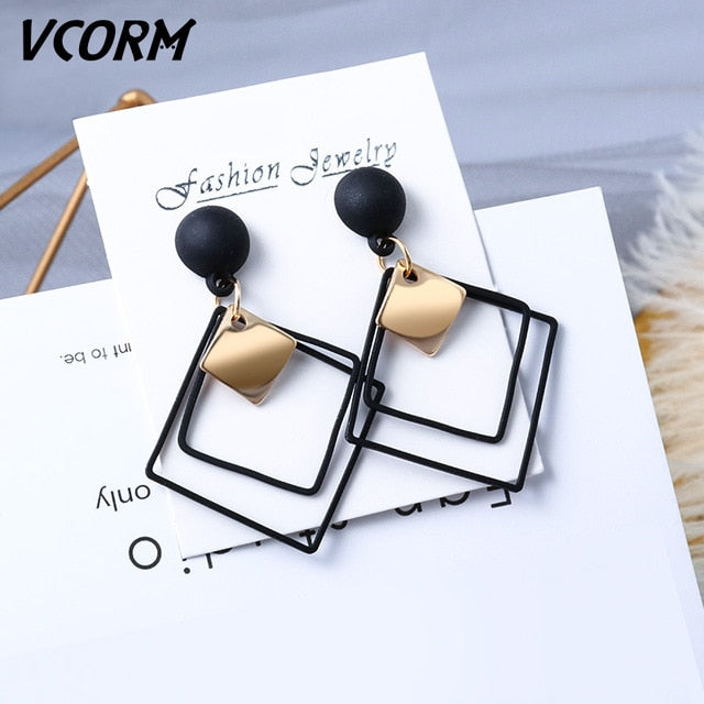 New Korean Acrylic Earrings For Women Statement Vintage Geometric Gold Dangle Drop Earrings 2020 Female Wedding Fashion Jewelry