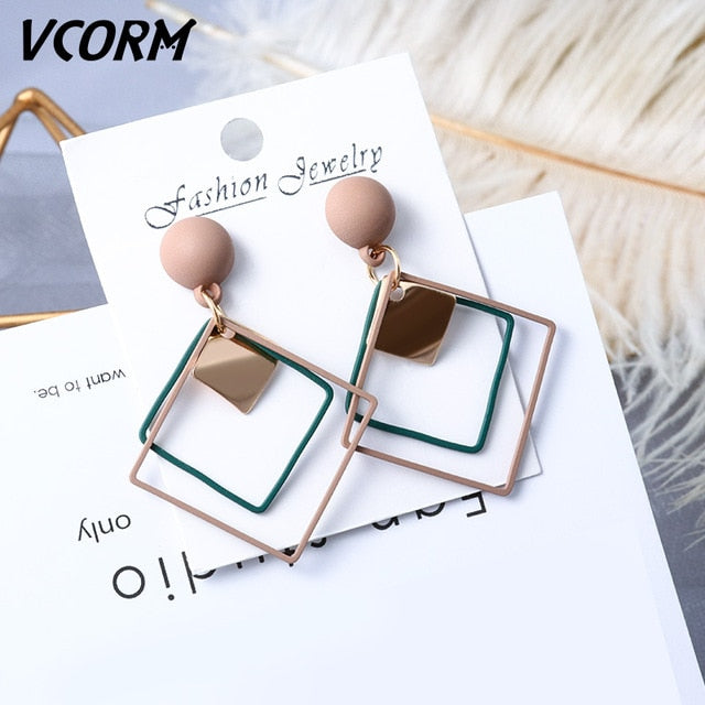 New Korean Acrylic Earrings For Women Statement Vintage Geometric Gold Dangle Drop Earrings 2020 Female Wedding Fashion Jewelry