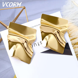 New Korean Acrylic Earrings For Women Statement Vintage Geometric Gold Dangle Drop Earrings 2020 Female Wedding Fashion Jewelry