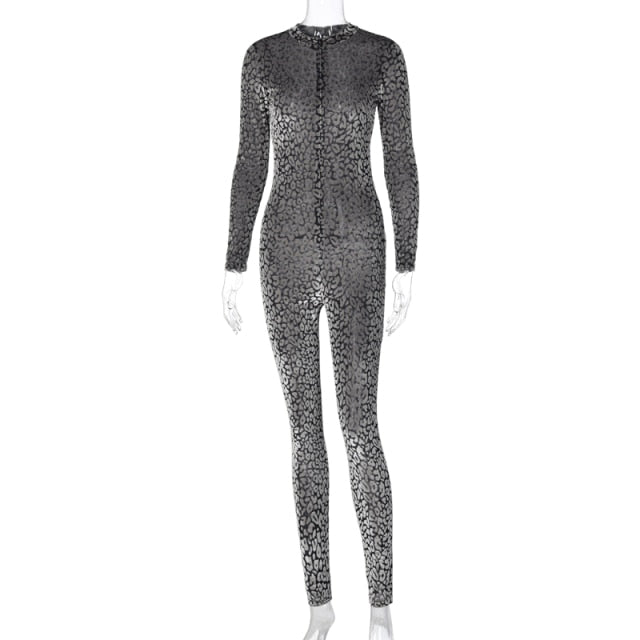 Chicology Leopard Mesh Winter Fall Long Jumpsuit Sexy Y2K Club Outfits Women 2020 Fashion Clothes Bodycon One Piece Streetwear