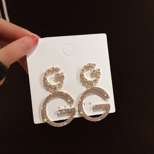 Luxury Brand Long Chain Letter G Hanging Earrings For Women Crystal Big Dangle Earring Wedding Jewelry Statement pendientes 2020