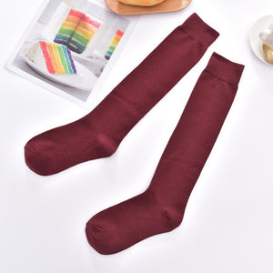 Cotton Ladies Knee High soild color Socks Women student Socks School Party street dancing knee sock for women