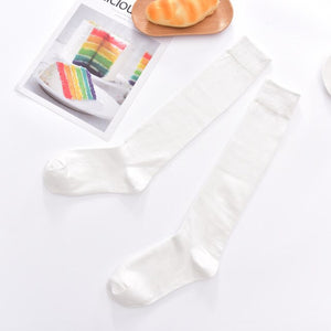 Cotton Ladies Knee High soild color Socks Women student Socks School Party street dancing knee sock for women