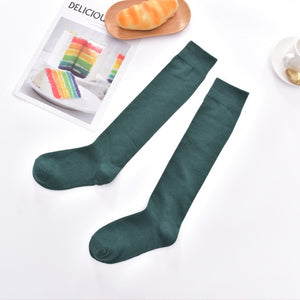 Cotton Ladies Knee High soild color Socks Women student Socks School Party street dancing knee sock for women