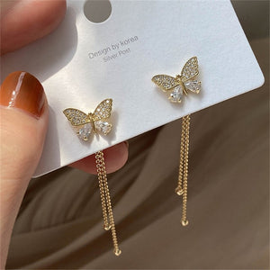 Fashion Butterfly Tassel Drop Earrings For Women Vintage Jewelry Modern Party Wedding Bridal Accessories Trendy Dangle Earrings