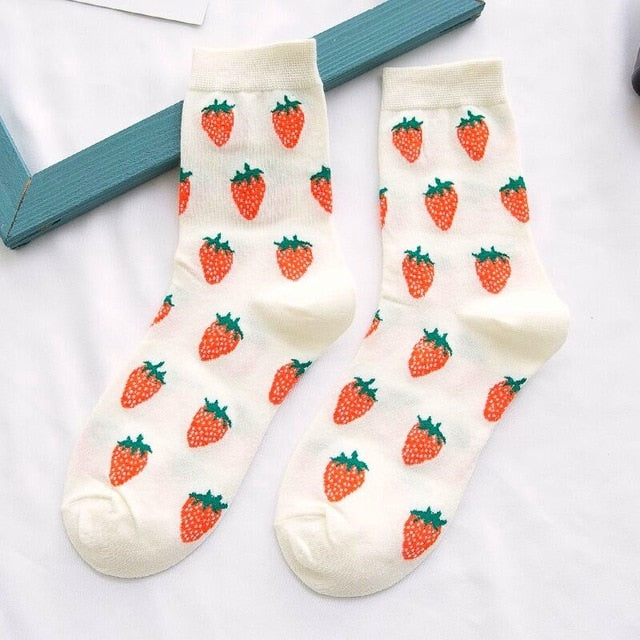 1pair Combed Cotton Fashion Hip Hop Man woman Socks Harajuku  fruit Skateboard oil painting animal Happy Socks Funny Sokken