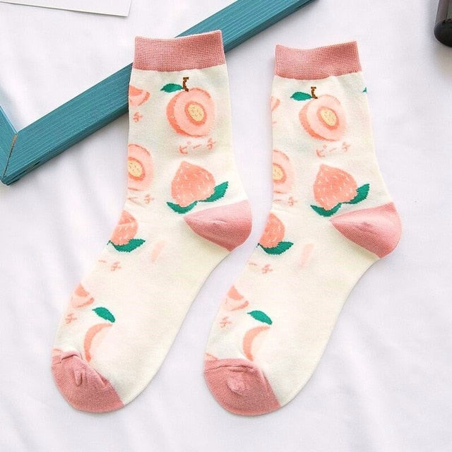 1pair Combed Cotton Fashion Hip Hop Man woman Socks Harajuku  fruit Skateboard oil painting animal Happy Socks Funny Sokken