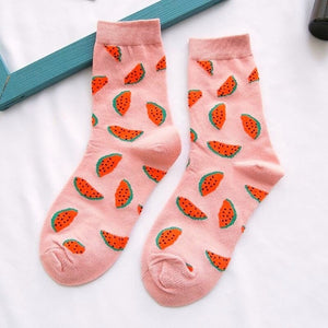 1pair Combed Cotton Fashion Hip Hop Man woman Socks Harajuku  fruit Skateboard oil painting animal Happy Socks Funny Sokken