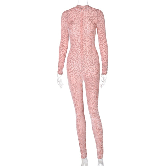 Chicology Leopard Mesh Winter Fall Long Jumpsuit Sexy Y2K Club Outfits Women 2020 Fashion Clothes Bodycon One Piece Streetwear