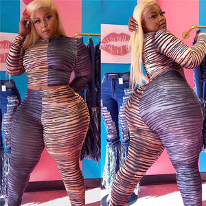 Women Tracksuit 2 Piece Set Plus Size Crop Top and Sweat Pants Leggings Casual Outfits Leopard Sweat Suit Wholesale Dropshipping