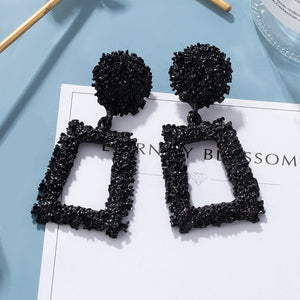 Korean Statement Earrings For Women 2020 Fashion Vintage Black Arcylic Gold Geometric Tassel Drop Earings Female Brincos Jewelry