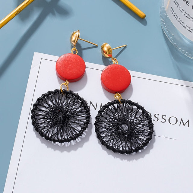 Korean Statement Earrings For Women 2020 Fashion Vintage Black Arcylic Gold Geometric Tassel Drop Earings Female Brincos Jewelry