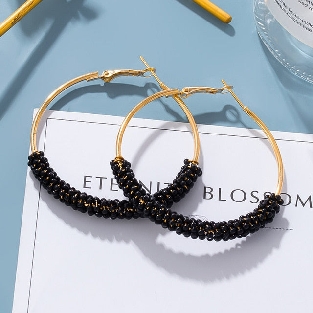 Korean Statement Earrings For Women 2020 Fashion Vintage Black Arcylic Gold Geometric Tassel Drop Earings Female Brincos Jewelry