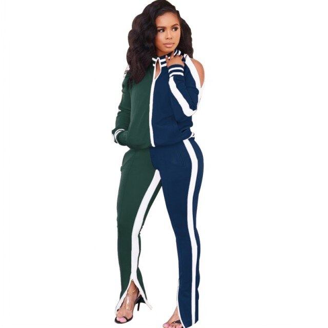 Two Piece Sets Women Spring Autumn Casual Sportswear 2 Piece Outfit Sweat Suit Off The Shoulder Long Sleeve Top And Pants Set