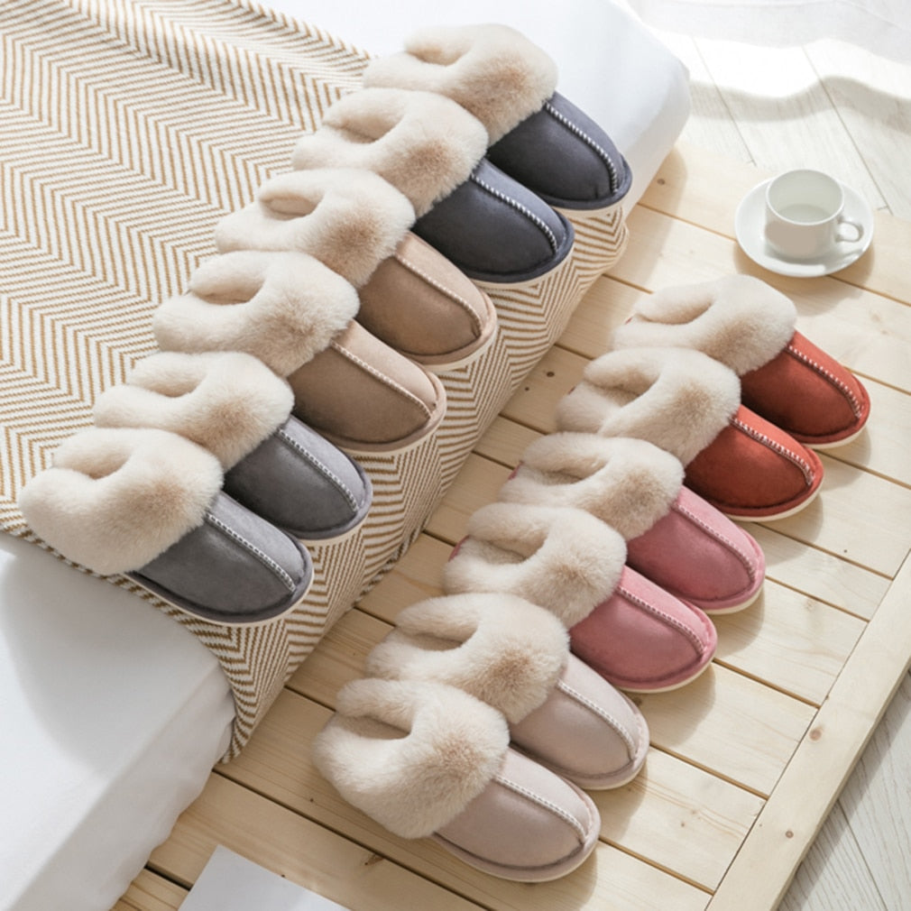 2020 New Women Indoor Slippers Warm Plush Home Slipper Anti Slip Autumn Winter Shoes House Floor Soft Slient Slides