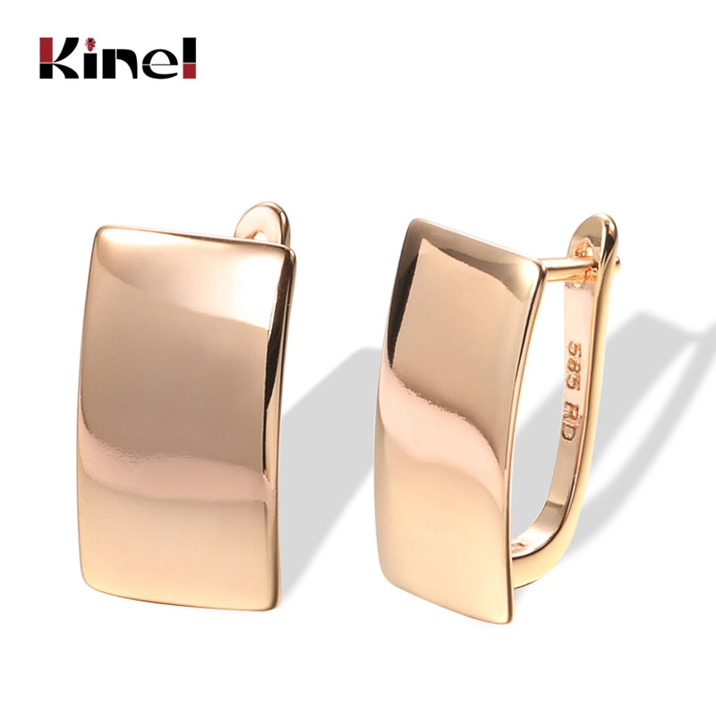 Kinel Hot Fashion Glossy Dangle Earrings 585 Rose Gold Simple Square Earrings For Women High Quality Daily Fine Jewelry