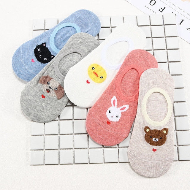 27 Style 10 Piece=5 Pairs/Lot Cute Harajuku Animal Women Socks Set Funny Spring Cat Dog Rabbit Panda Low Cut Short Sock Happy