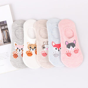 27 Style 10 Piece=5 Pairs/Lot Cute Harajuku Animal Women Socks Set Funny Spring Cat Dog Rabbit Panda Low Cut Short Sock Happy