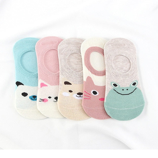 27 Style 10 Piece=5 Pairs/Lot Cute Harajuku Animal Women Socks Set Funny Spring Cat Dog Rabbit Panda Low Cut Short Sock Happy