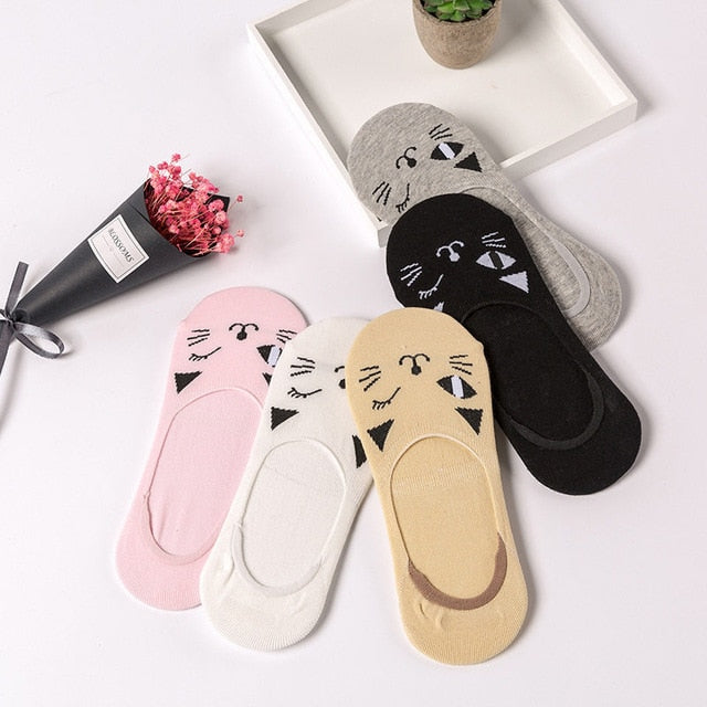 27 Style 10 Piece=5 Pairs/Lot Cute Harajuku Animal Women Socks Set Funny Spring Cat Dog Rabbit Panda Low Cut Short Sock Happy