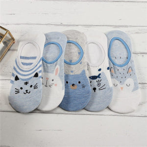 27 Style 10 Piece=5 Pairs/Lot Cute Harajuku Animal Women Socks Set Funny Spring Cat Dog Rabbit Panda Low Cut Short Sock Happy