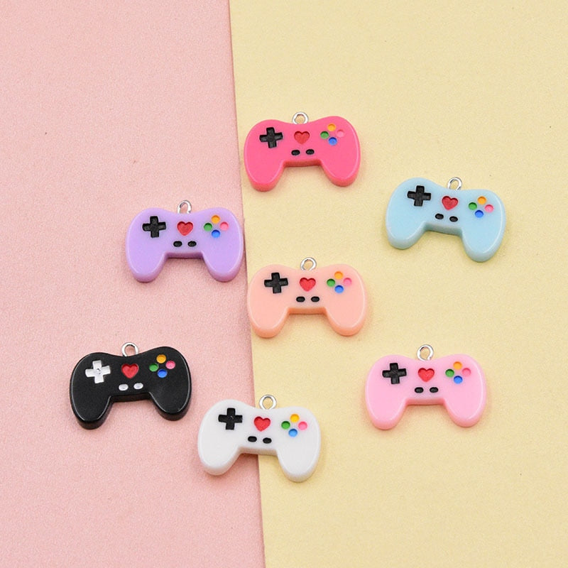 10pcs New Colorful Gamepad Resin Charms for Keychain Earings Pendant Hair Jewlery Findings Cute Floating Pendant Charm C324