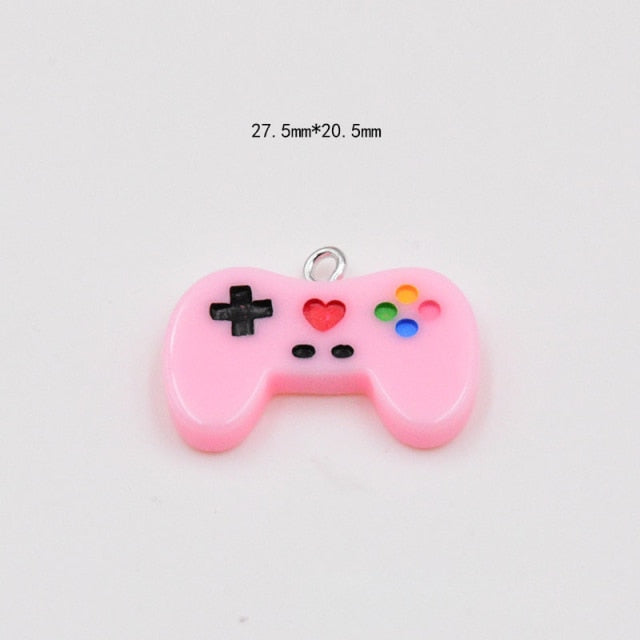 10pcs New Colorful Gamepad Resin Charms for Keychain Earings Pendant Hair Jewlery Findings Cute Floating Pendant Charm C324