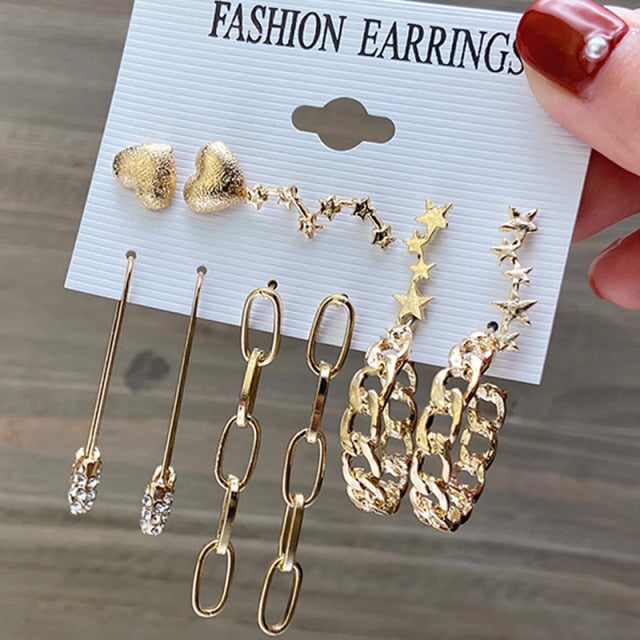 17KM Fashion Pearl Hoop Earrings Set For Women Geometirc Gold Metal Circle Hoop Earrings Brincos 2021 Trend Jewelry Gift
