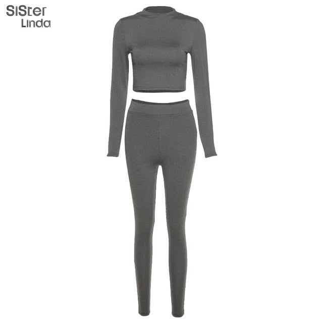 Sisterlinda Women Sporty Active Wear Matching Sets Fall Long Sleeve Tops Tees And Leggings 2 Two Piece Workout Outfits Sportwear