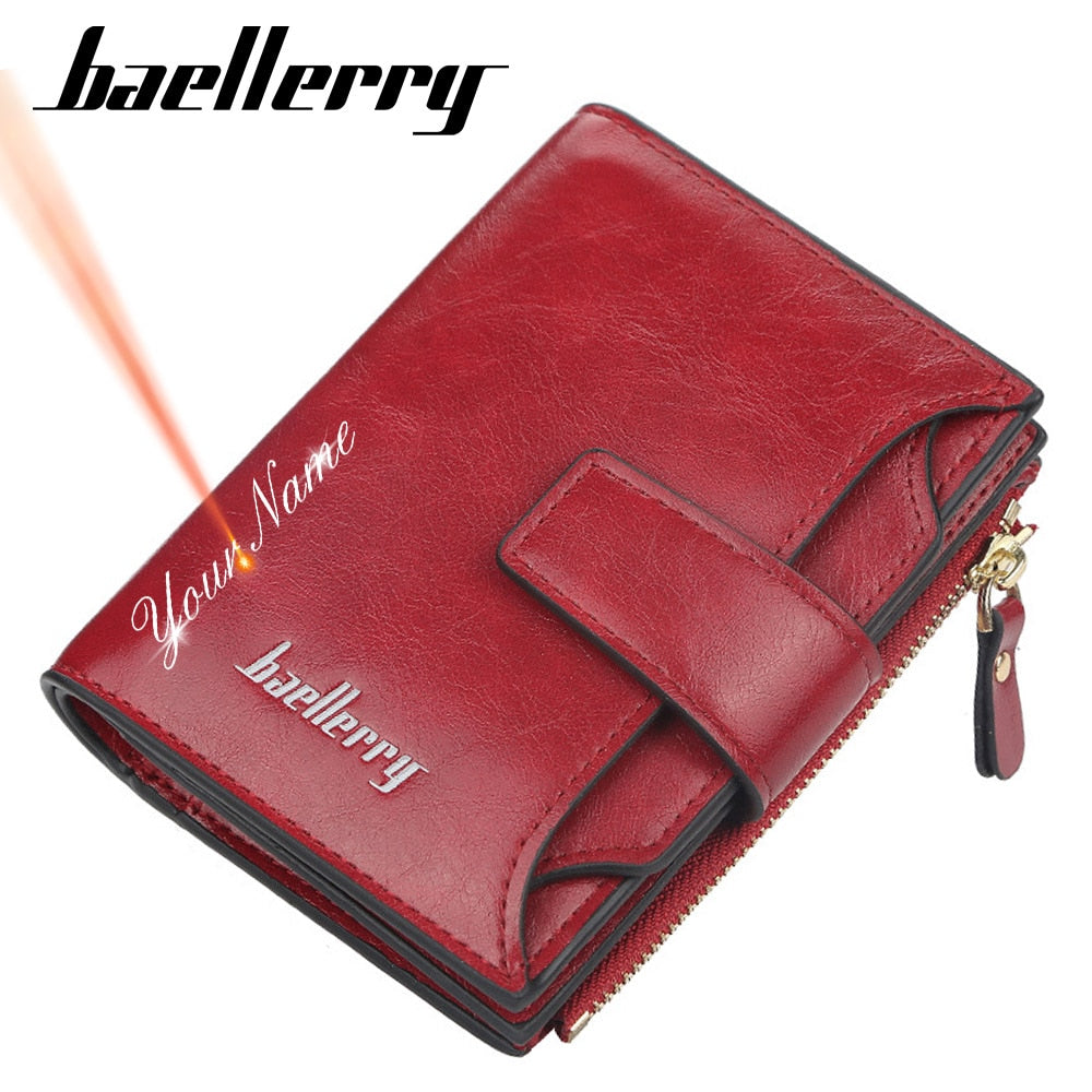 2020 New Customized Women Wallets Name Engraving High Quality  Short Card Holder Female Purse Coin Holder Wallets For Girl