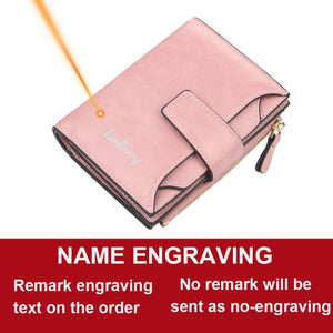 2020 New Customized Women Wallets Name Engraving High Quality  Short Card Holder Female Purse Coin Holder Wallets For Girl