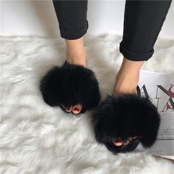 Winter Women House Slippers Faux Fur Slides New Fluffy Faux Fur Slides Girl Amazing Shoes Casual Fuzzy Slides Fake Fur Sandals