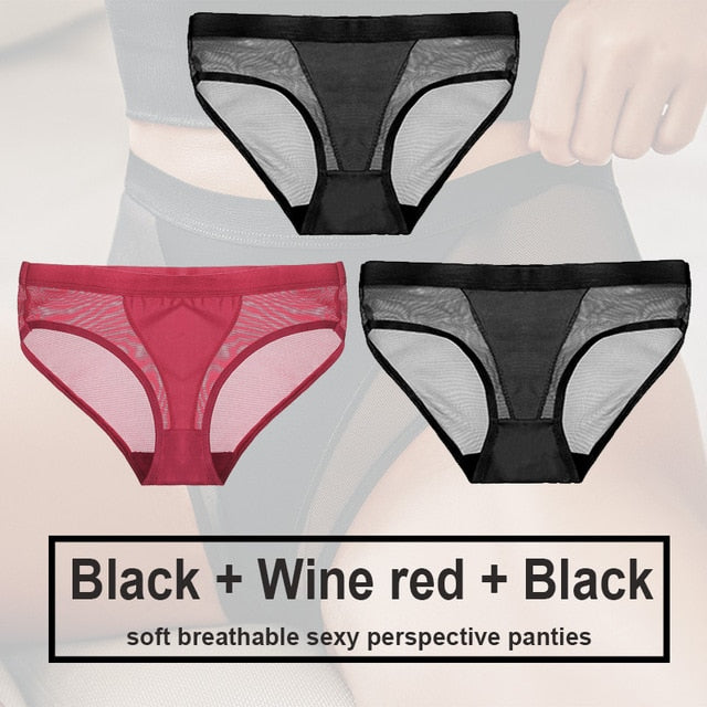 3PCS/Set Women Panties Sexy Lingerie Seamless Female Underwear See-Through Underpants Woman Panties Briefs Girls Intimate Pantys