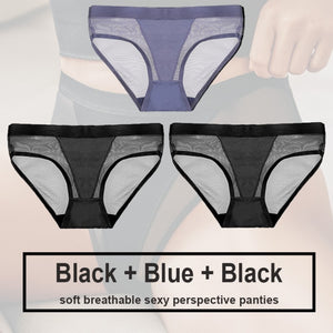 3PCS/Set Women Panties Sexy Lingerie Seamless Female Underwear See-Through Underpants Woman Panties Briefs Girls Intimate Pantys