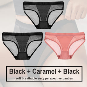 3PCS/Set Women Panties Sexy Lingerie Seamless Female Underwear See-Through Underpants Woman Panties Briefs Girls Intimate Pantys