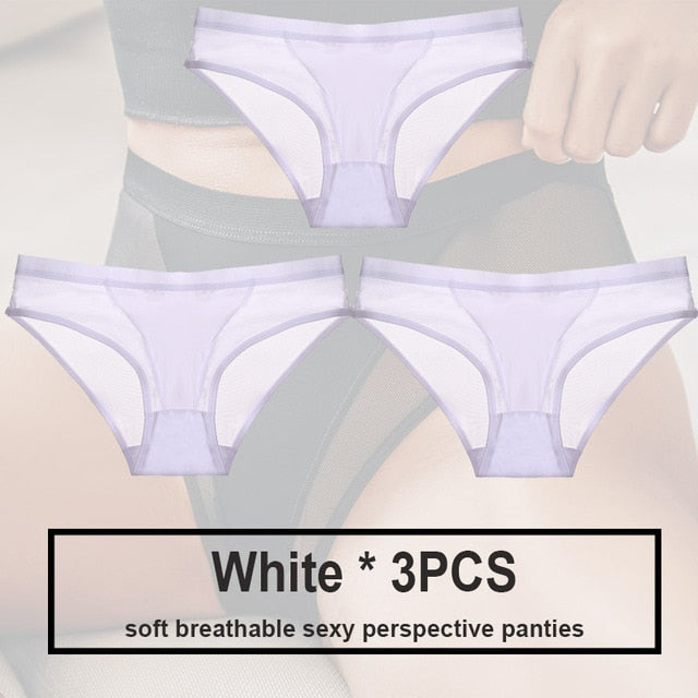 3PCS/Set Women Panties Sexy Lingerie Seamless Female Underwear See-Through Underpants Woman Panties Briefs Girls Intimate Pantys